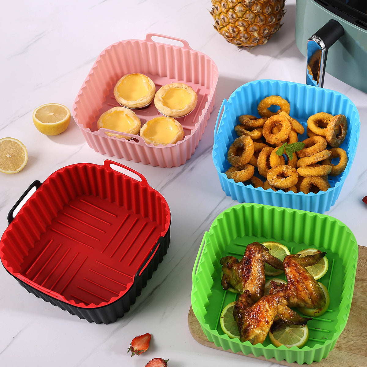 Bandeja silicona cuadrada multicolor air fryer