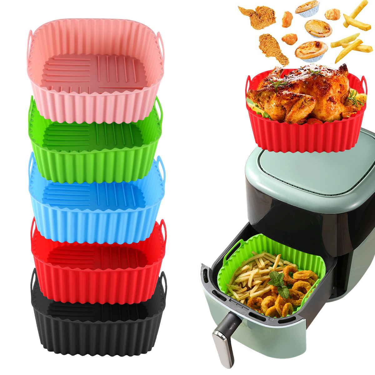 Bandeja silicona cuadrada multicolor air fryer